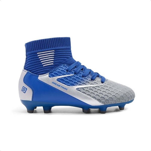 Boys & Girls High Top Youth Football Cleats - BLUE WHITE GREY - 5